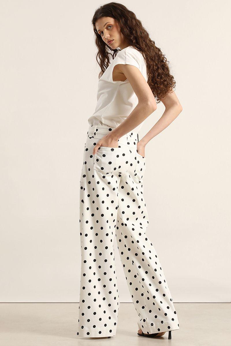 Pantalon palazzo, lunares, crudo Liola-5