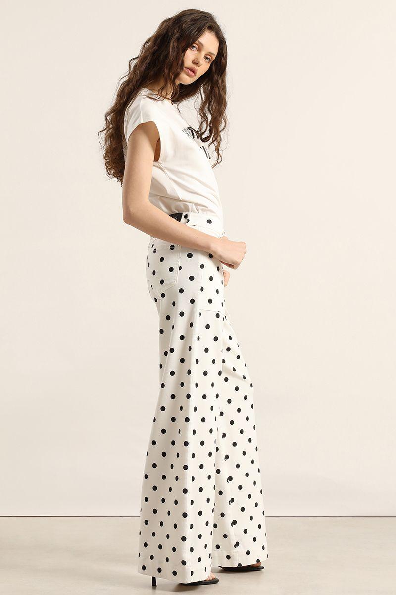 Pantalon palazzo, lunares, crudo Liola-6