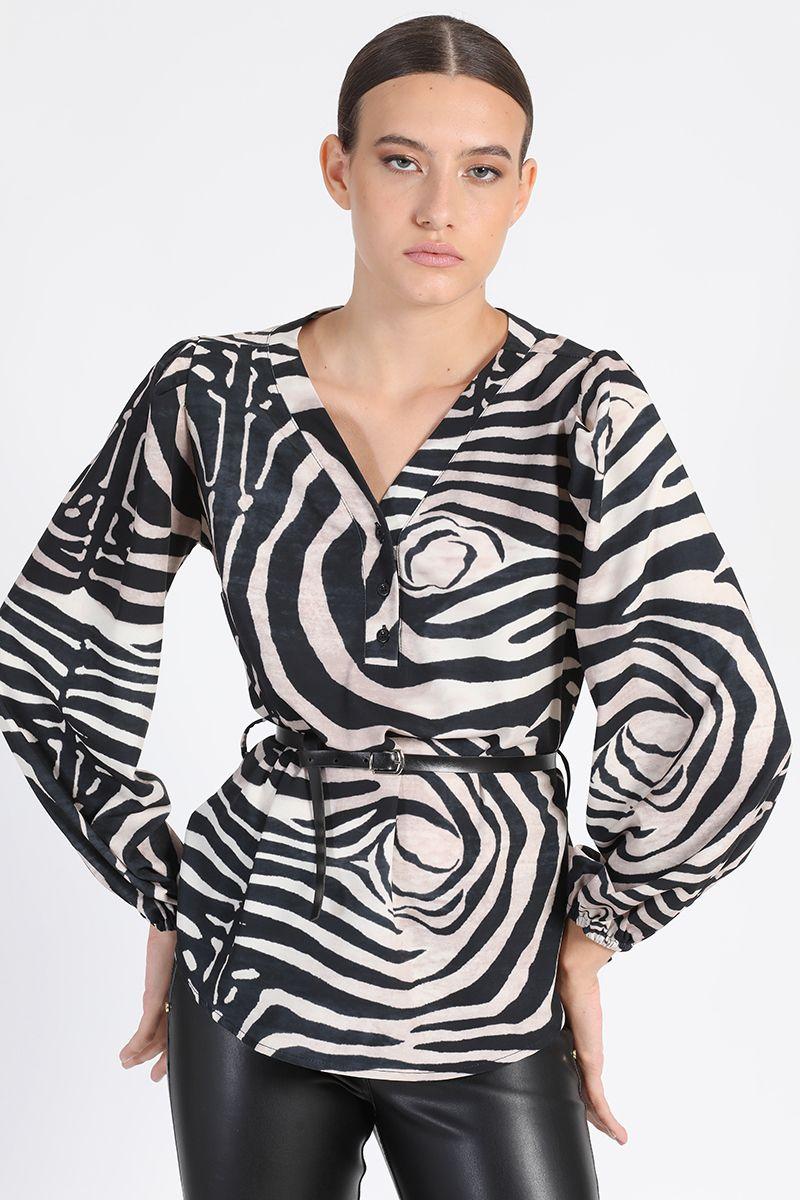 Blusa V Estampado Beige Liola-0