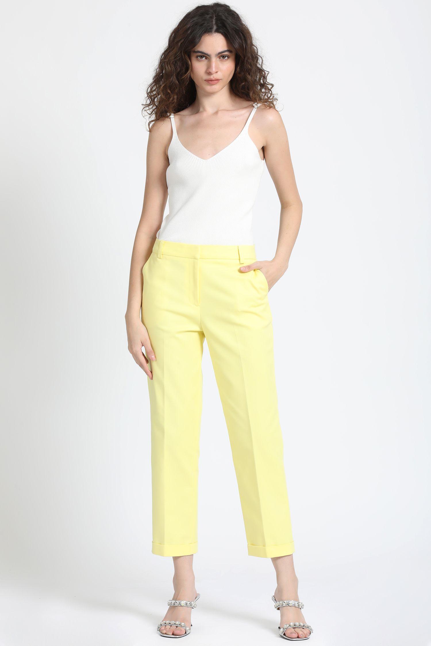 Pantalon Sastre Con Bastilla Amarillo Liola-0