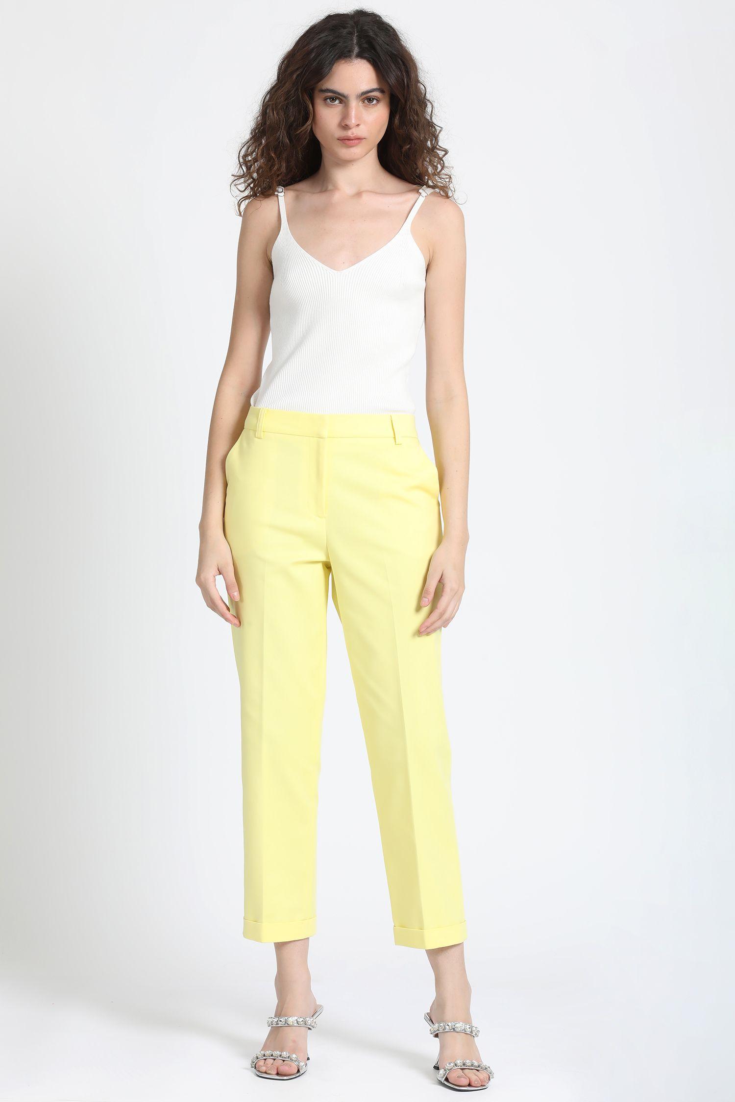 Pantalon Sastre Con Bastilla Amarillo Liola-2