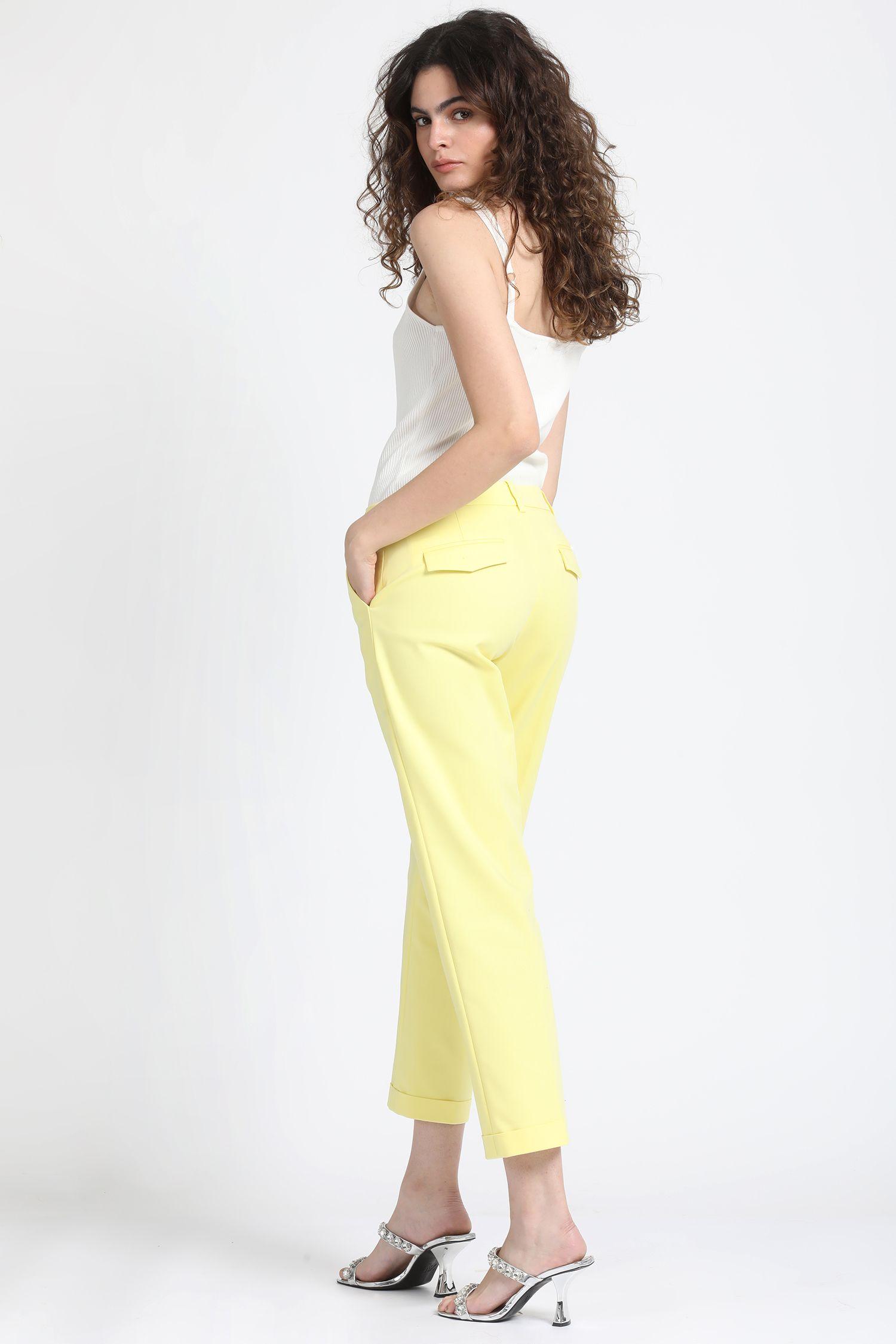 Pantalon Sastre Con Bastilla Amarillo Liola-4
