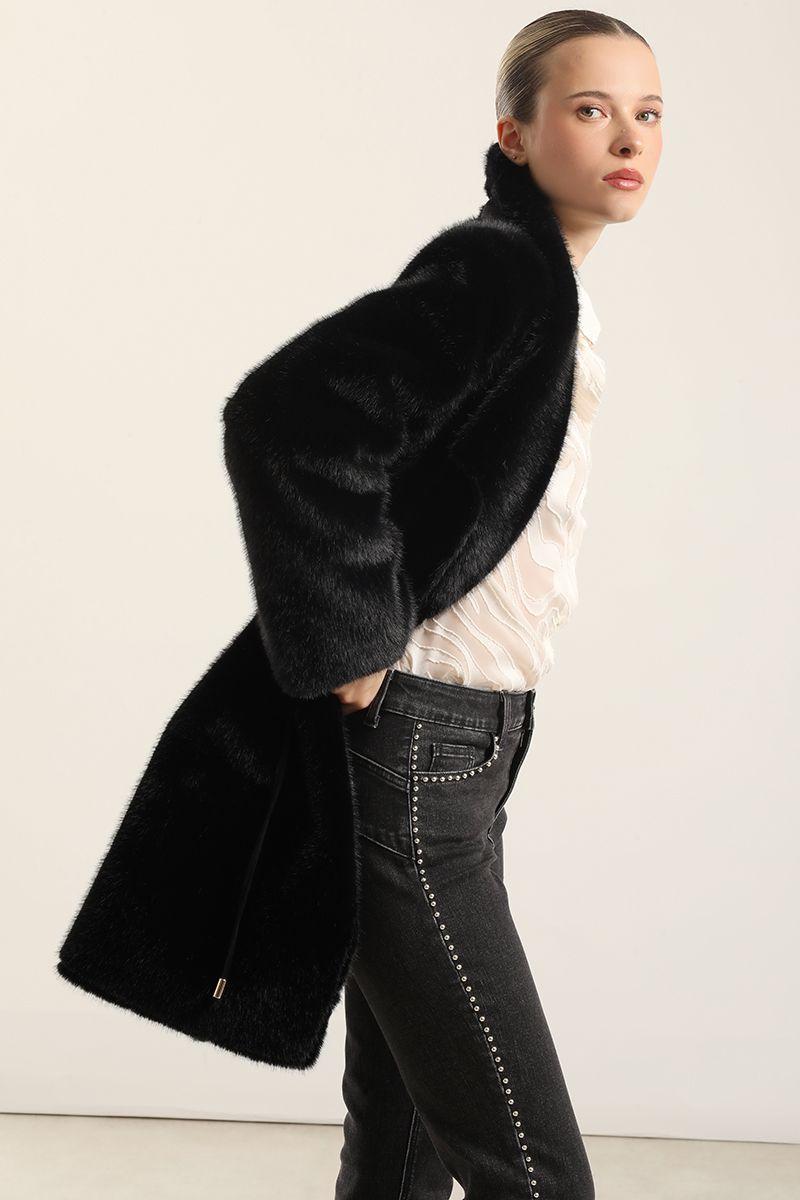 Abrigo Reversible, Efecto Piel, Negro Liola-1