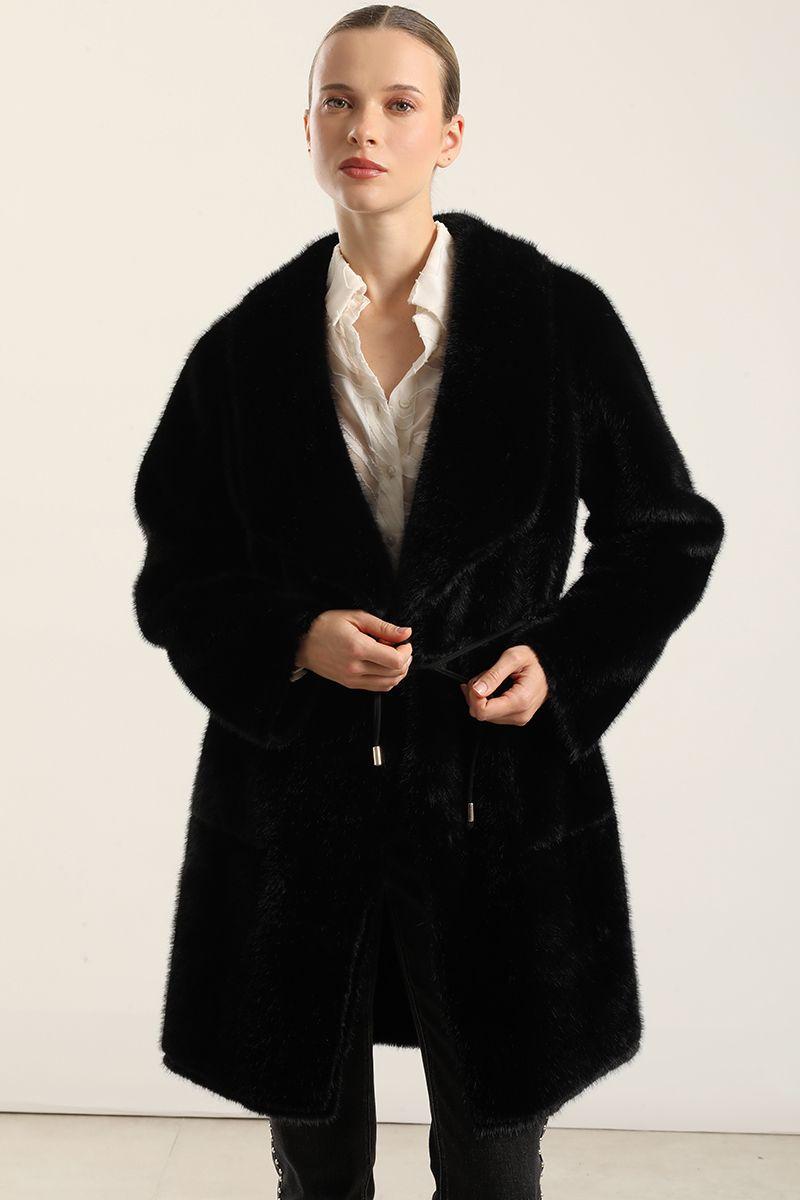 Abrigo Reversible, Efecto Piel, Negro Liola-2