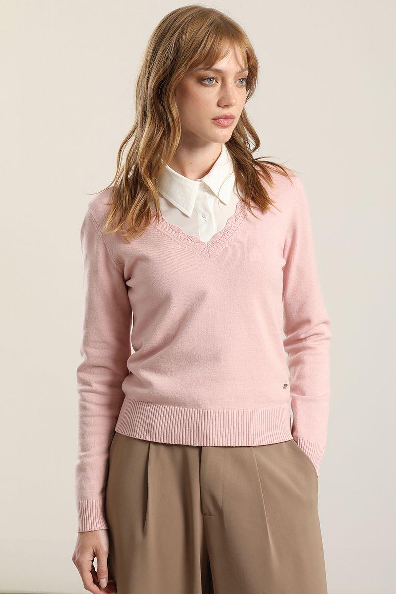 Jersey Punto, Escote Fantasia, Rosa Liola-4