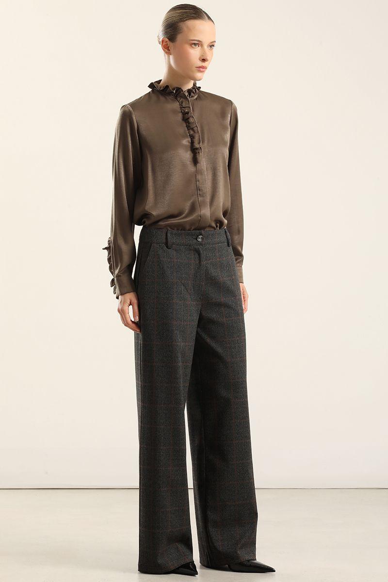 Pantalón Recto, Tiro Alto, Gris Liola-0