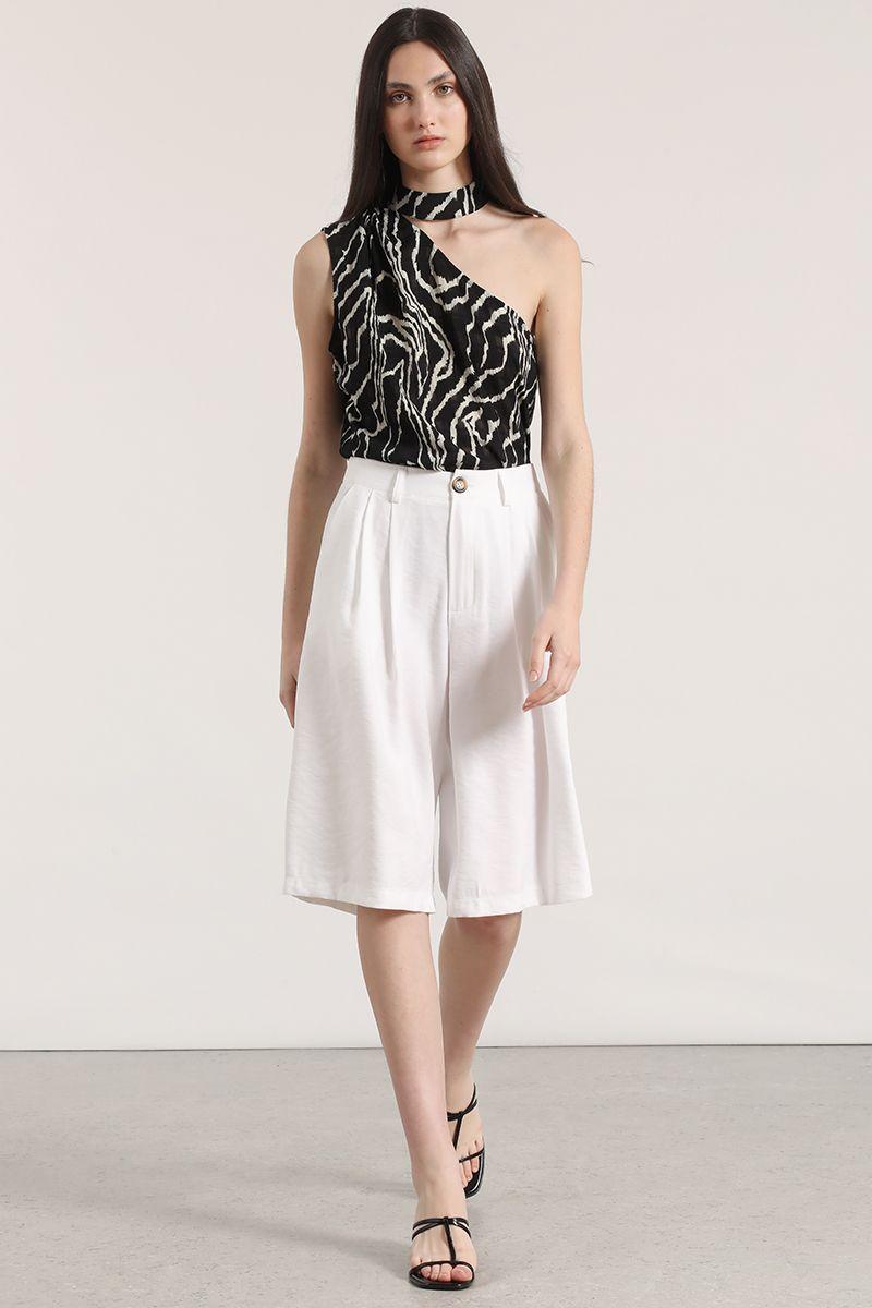 Bermuda con pliegue Liola mujer blanco-0