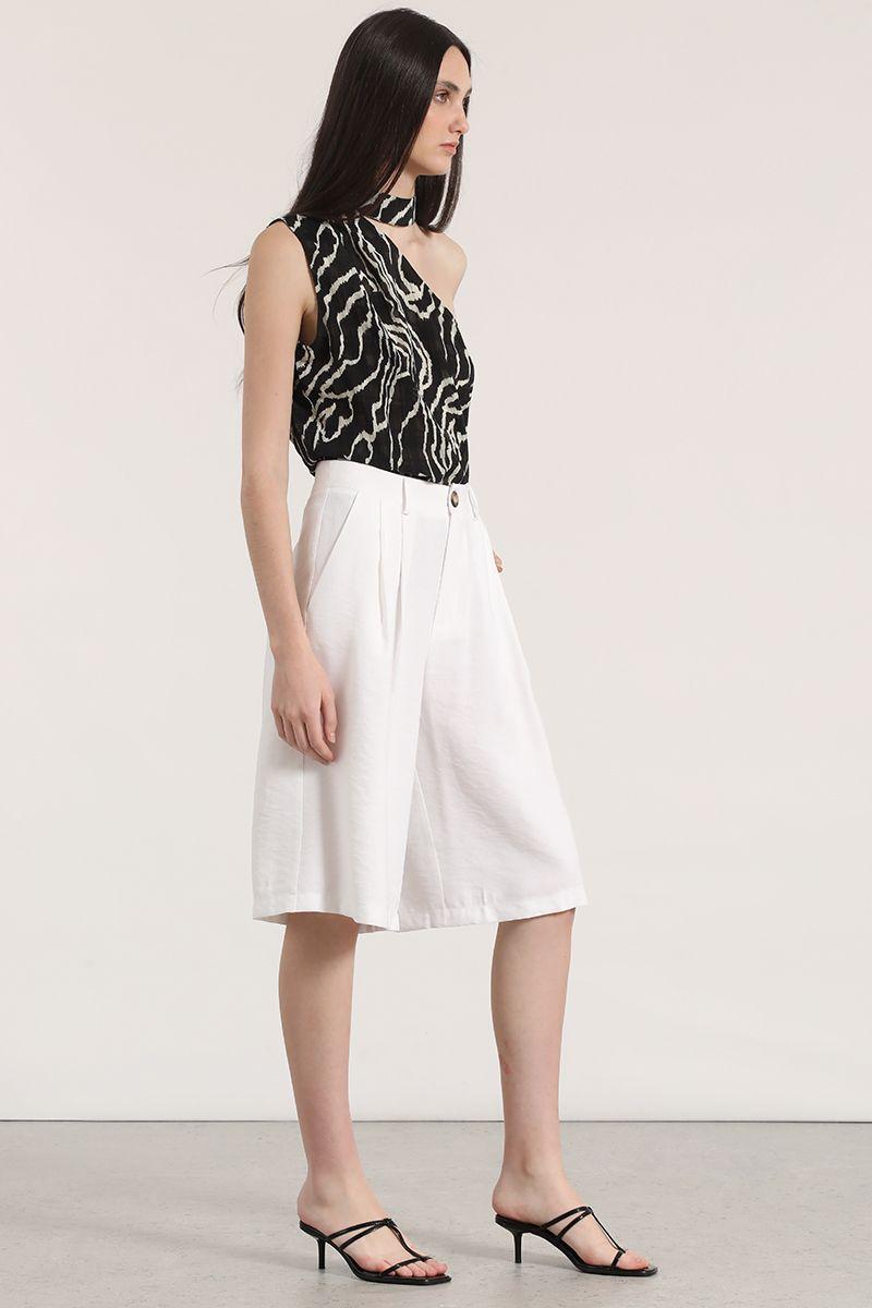 Bermuda con pliegue Liola mujer blanco-1