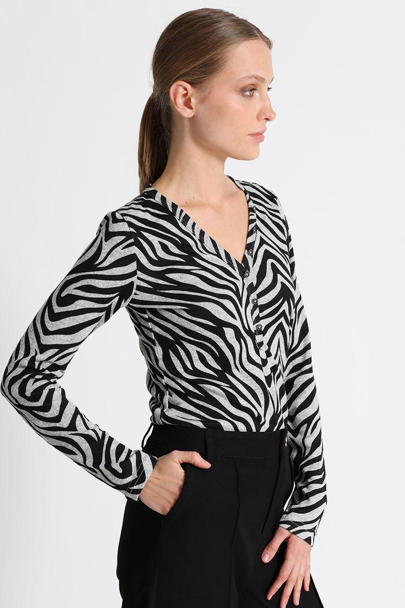 Polera Animal Print Gris Liola-1