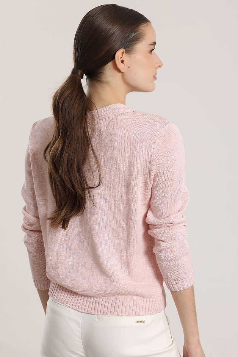 Cardigan con hilo metalizado liola mujer rosa-4