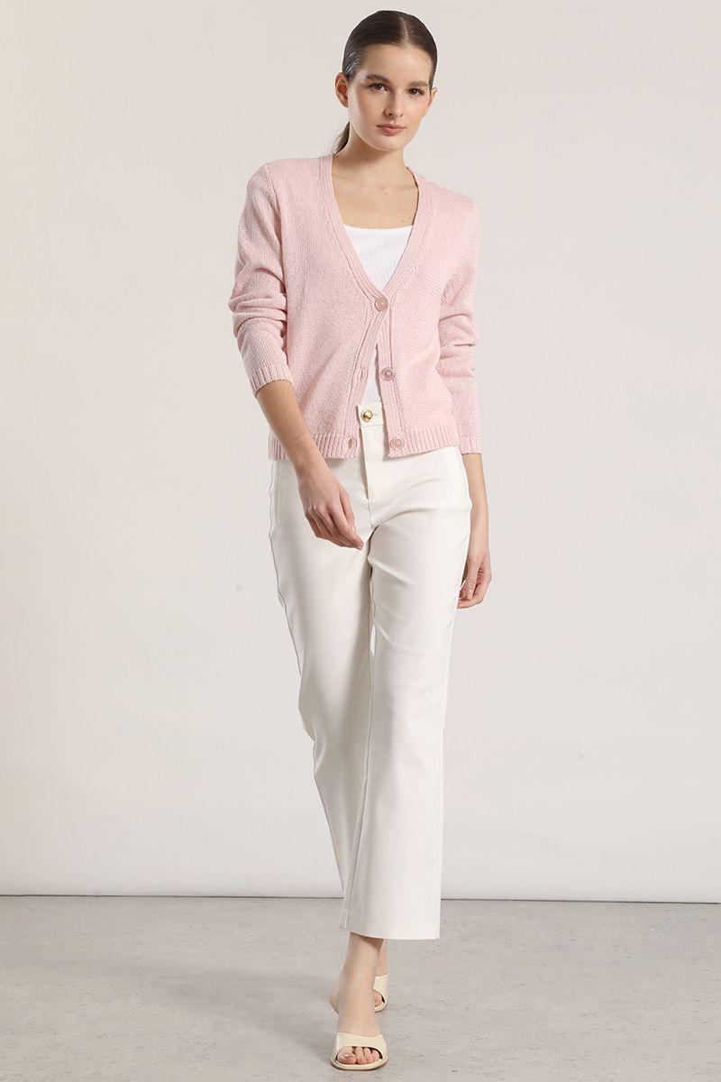 Cardigan con hilo metalizado liola mujer rosa-5