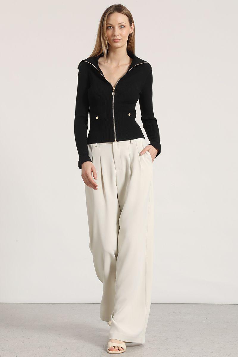 Cardigan punto con cierre Liola mujer negro-1