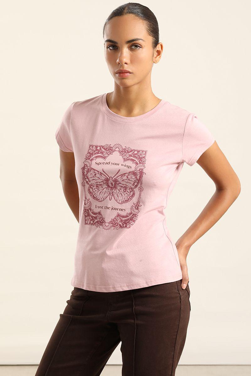 Polera Algodon Con Estampado, Rosa Liola-0