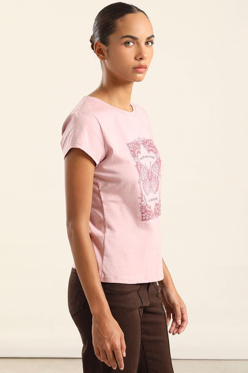 Polera Algodon Con Estampado, Rosa Liola-2