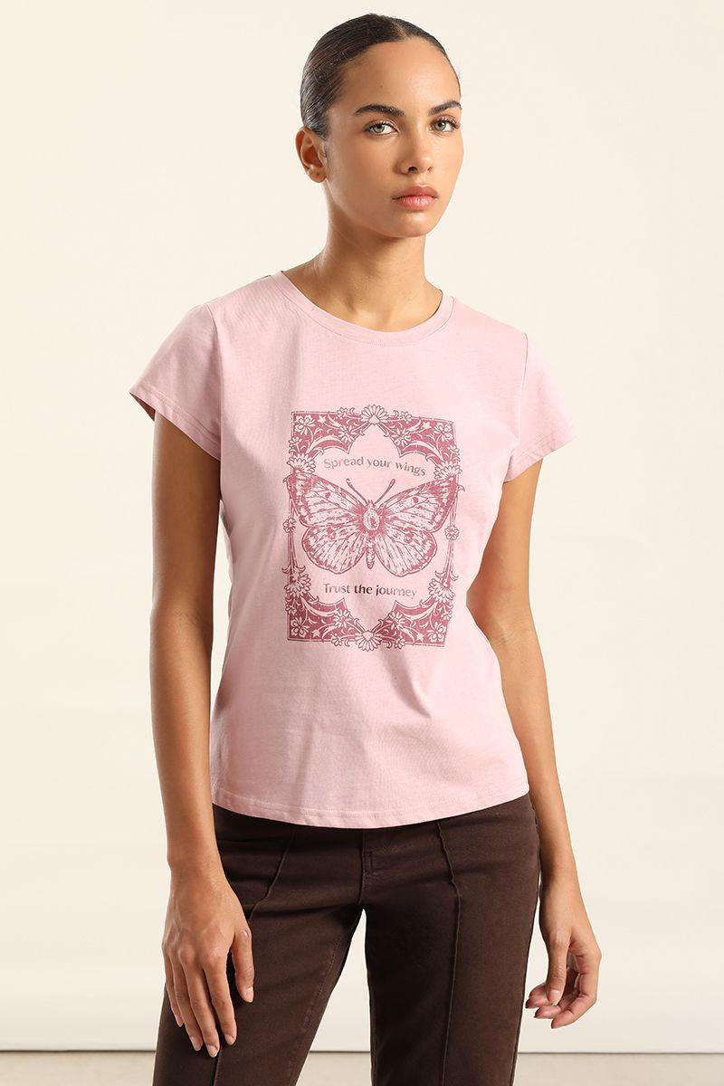 Polera Algodon Con Estampado, Rosa Liola-3
