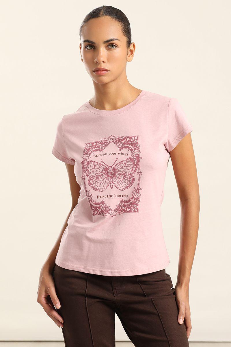 Polera Algodon Con Estampado, Rosa Liola-5