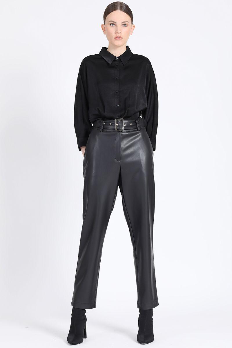 Pantalon Sastre Simil Efecto, Negro Liola-0