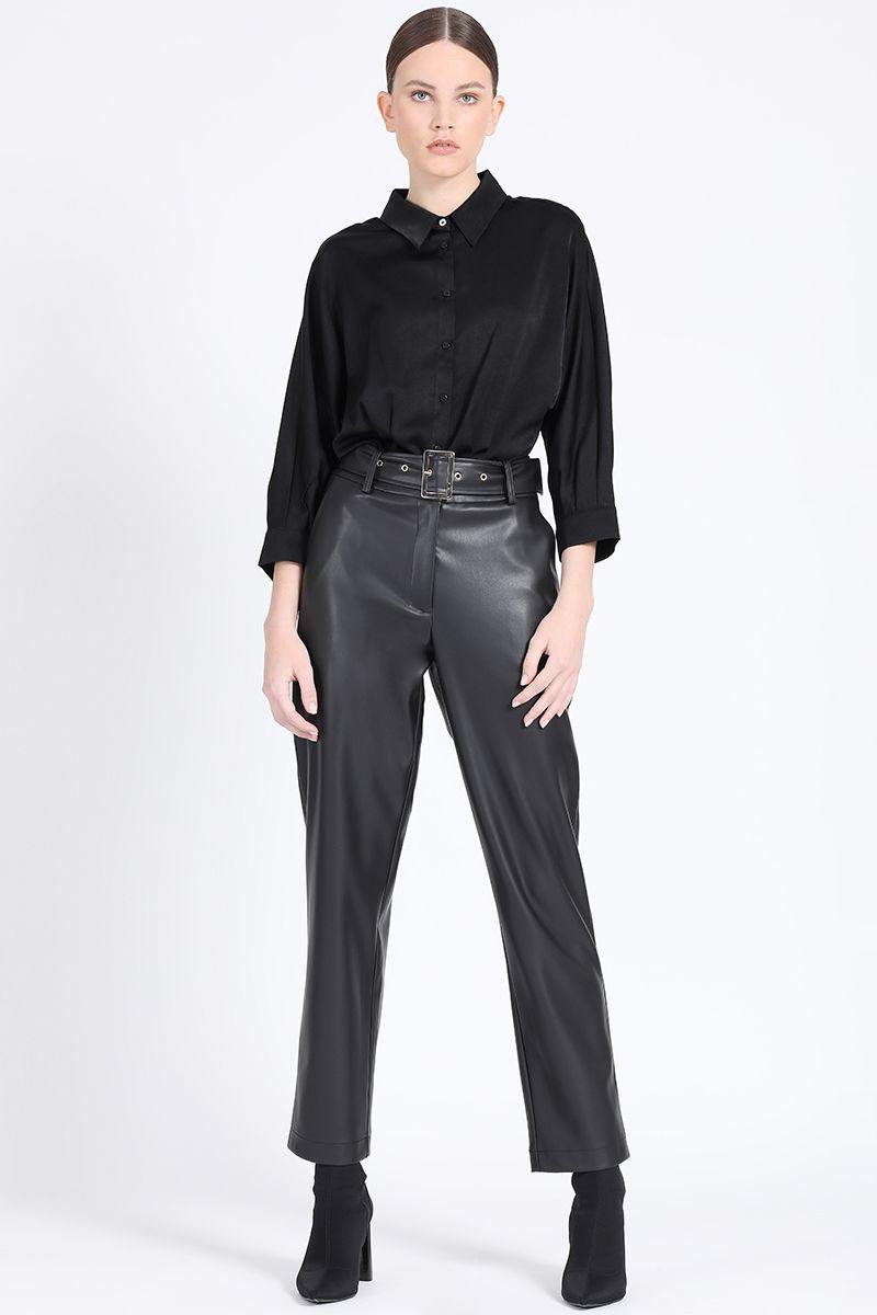 Pantalon Sastre Simil Efecto, Negro Liola-2
