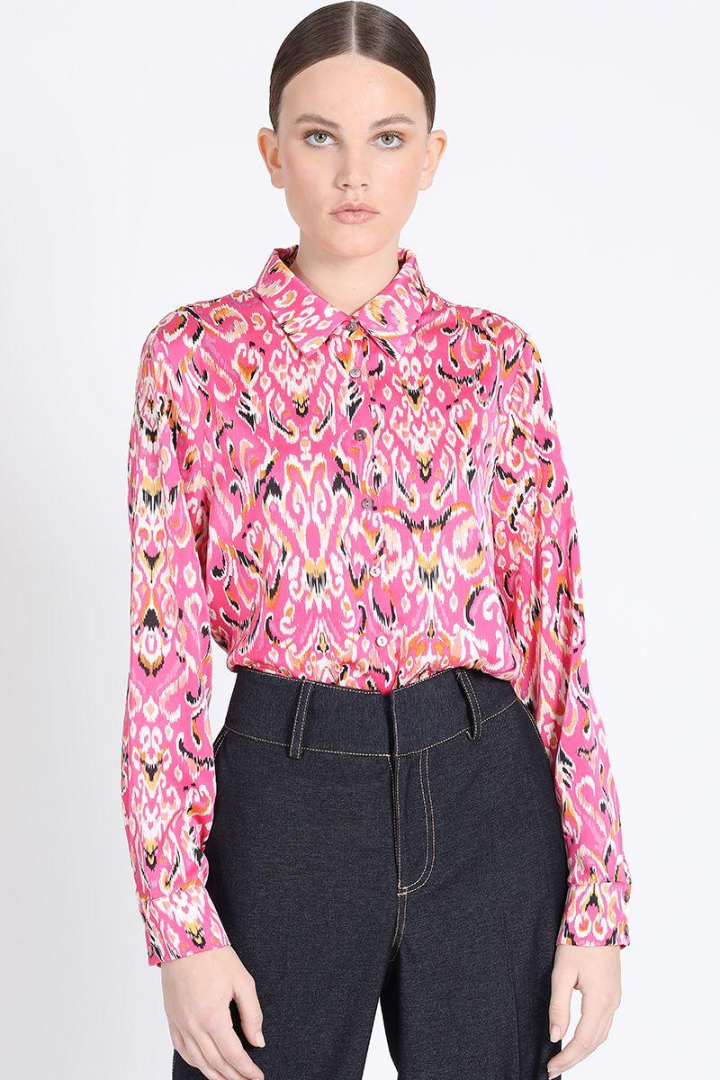 Camisa Satin Estampado, Fucsia Liola-0