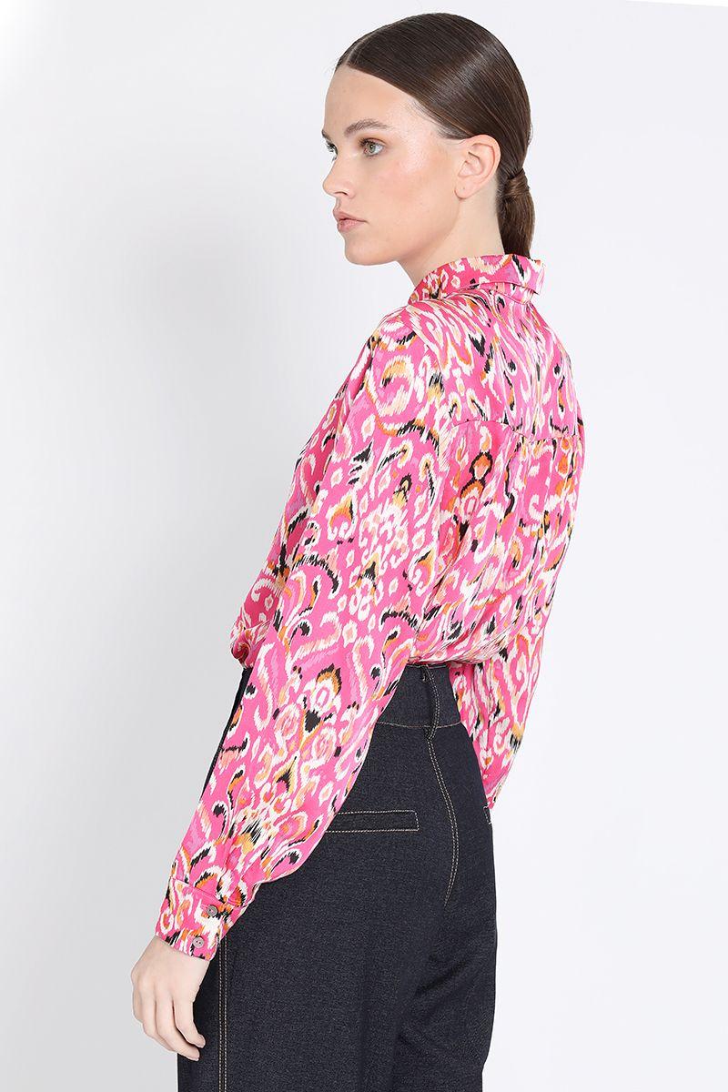 Camisa Satin Estampado, Fucsia Liola-2
