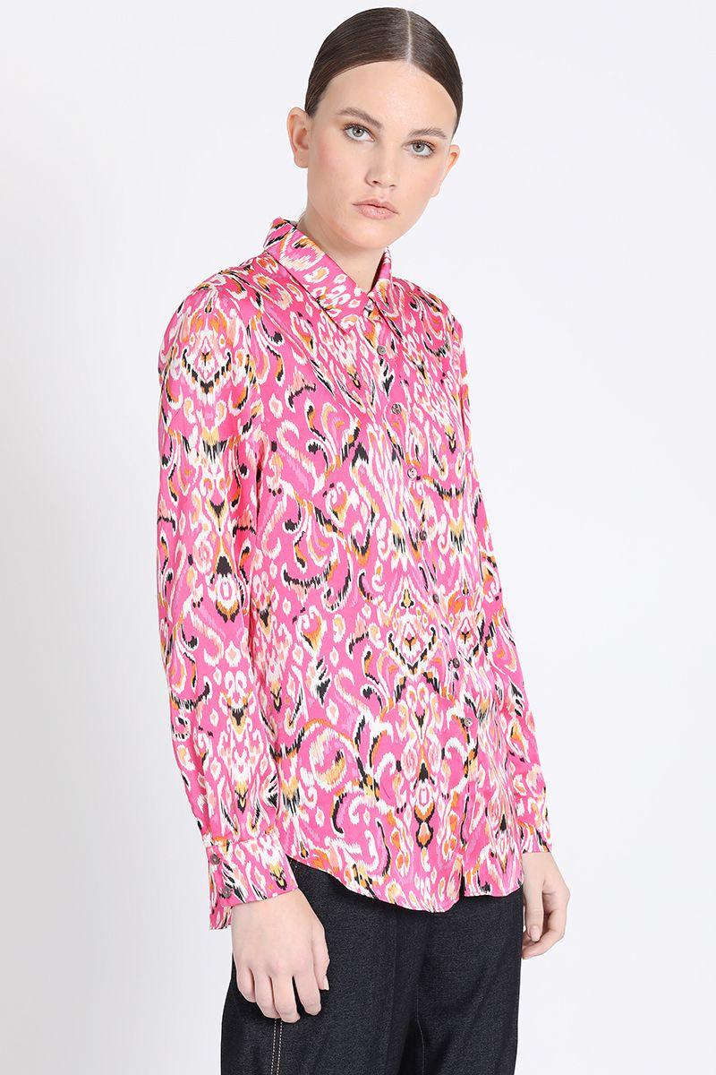 Camisa Satin Estampado, Fucsia Liola-3