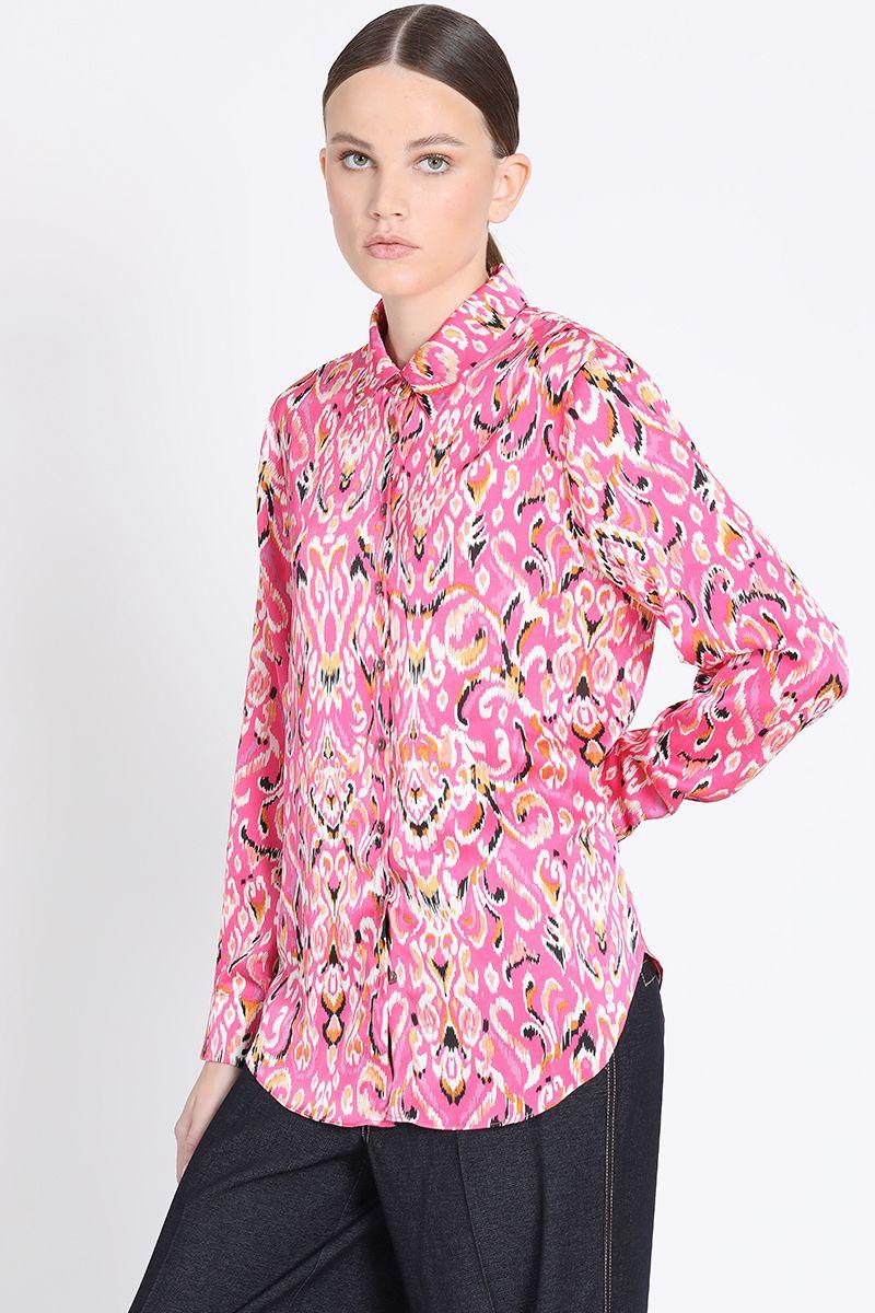 Camisa Satin Estampado, Fucsia Liola-4