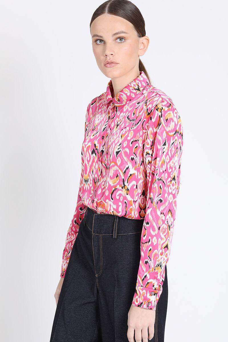 Camisa Satin Estampado, Fucsia Liola-5