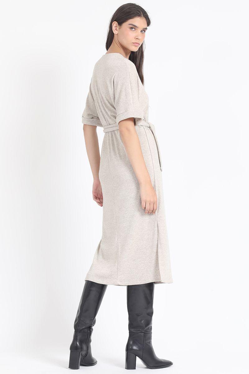 Vestido Maxi, Punto, Beige Liola-4