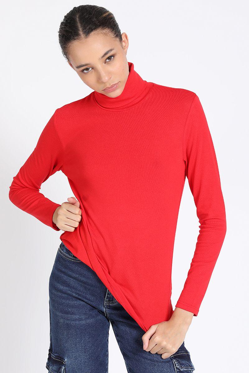 Top Basico Cuello Subido, Rojo Liola-1