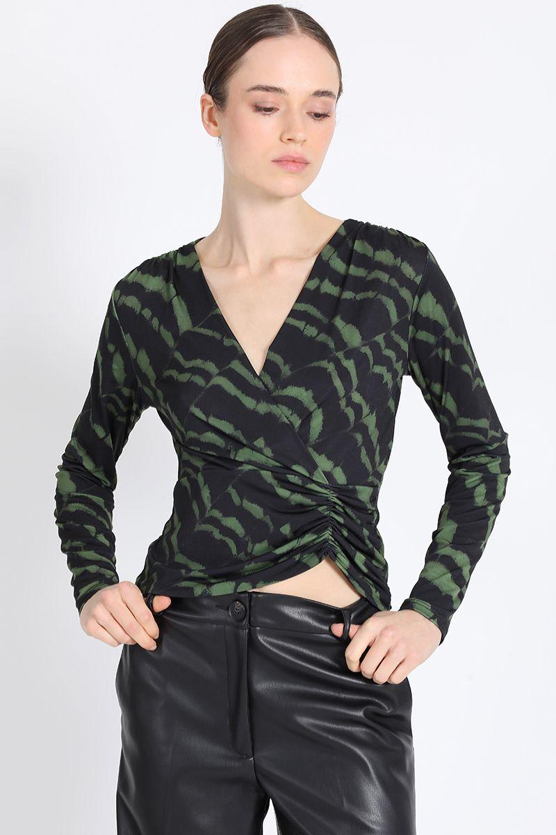 Polera Estampado Contraste Verde Liola-0