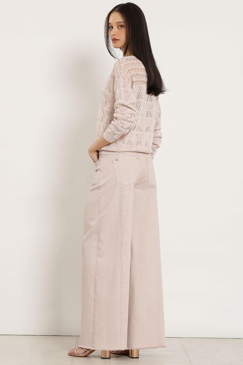 Jeans color extra palazzo, rosa Liola-4