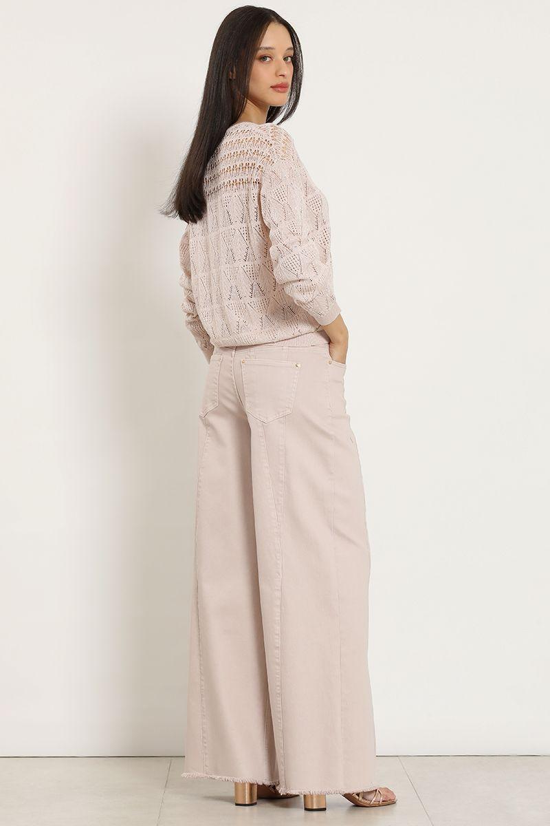 Jeans color extra palazzo, rosa Liola-5