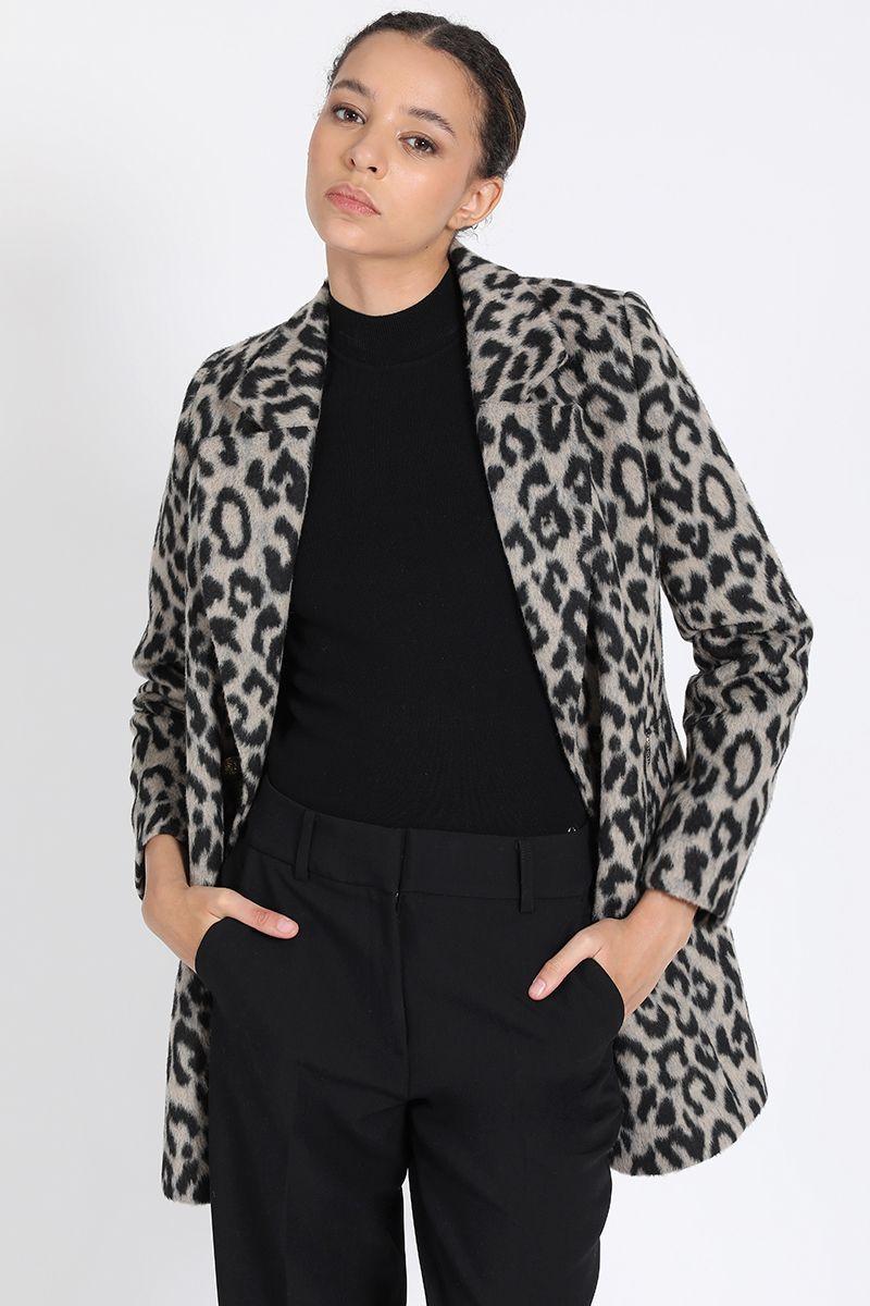 Chaqueton Cruzado Animal Print ,Gris Liola-1