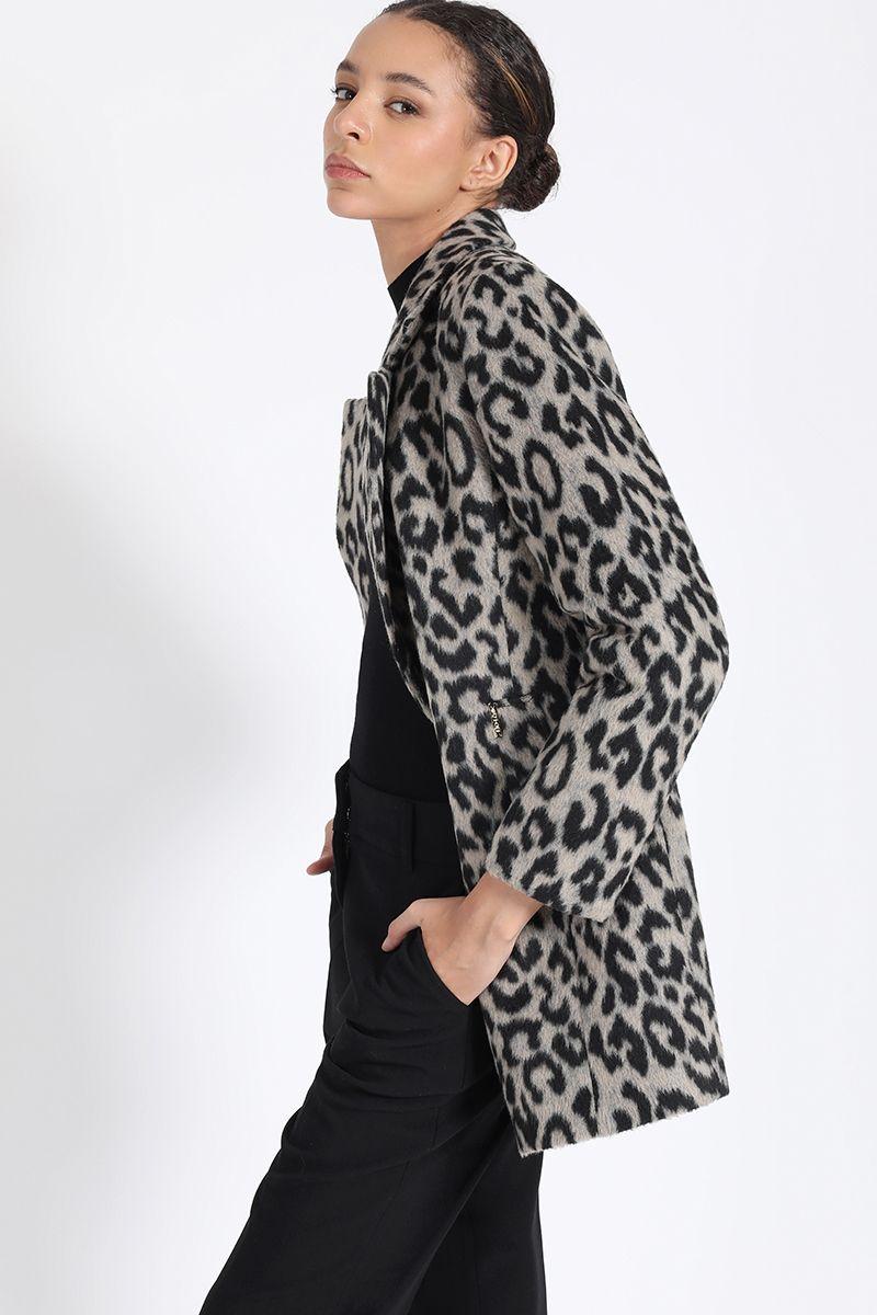 Chaqueton Cruzado Animal Print ,Gris Liola-2
