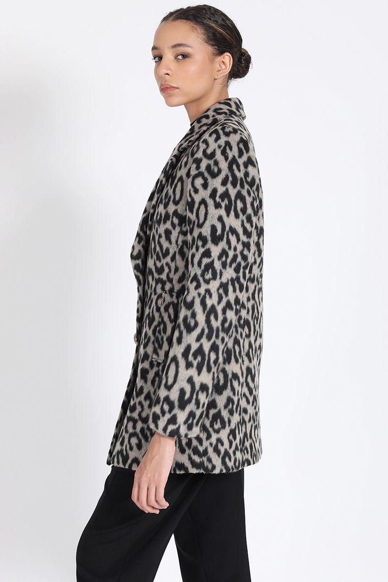 Chaqueton Cruzado Animal Print ,Gris Liola-4