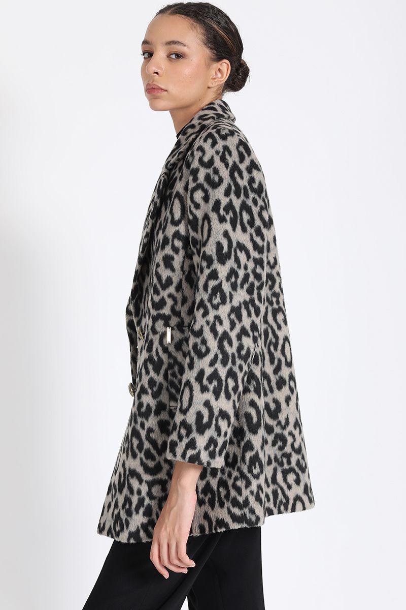 Chaqueton Cruzado Animal Print ,Gris Liola-5