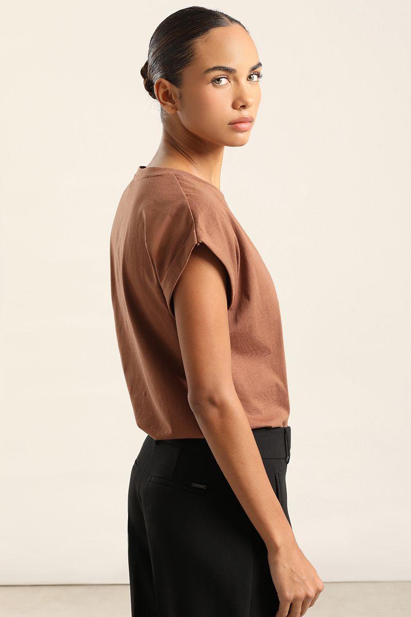 Polera Algodon, Aplicacion Mariposa, Chocolate Liola-4