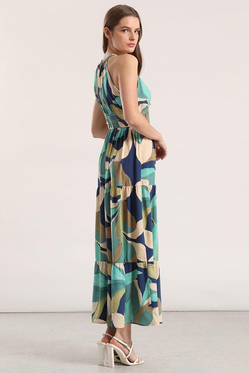 Vestido maxi estampado verde Liola mujer-4