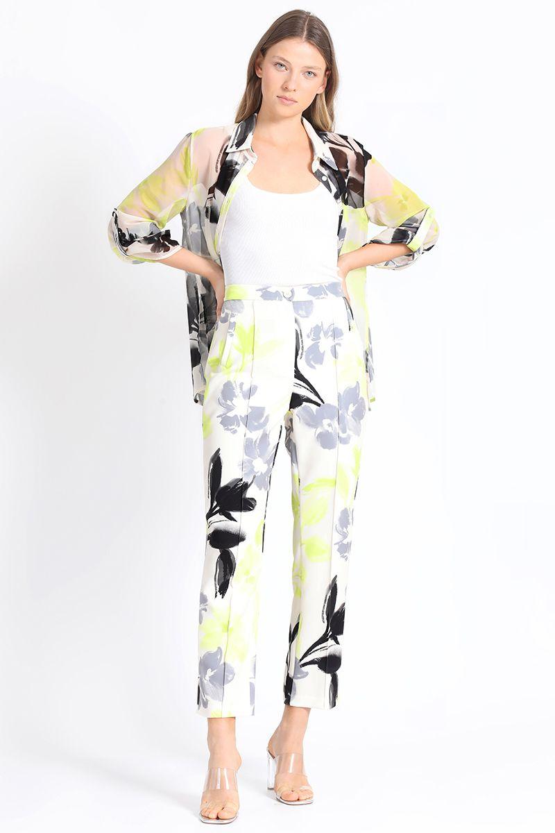 Pantalon Recto Estampado Verde Liola-0