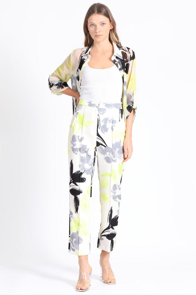 Pantalon Recto Estampado Verde Liola-1