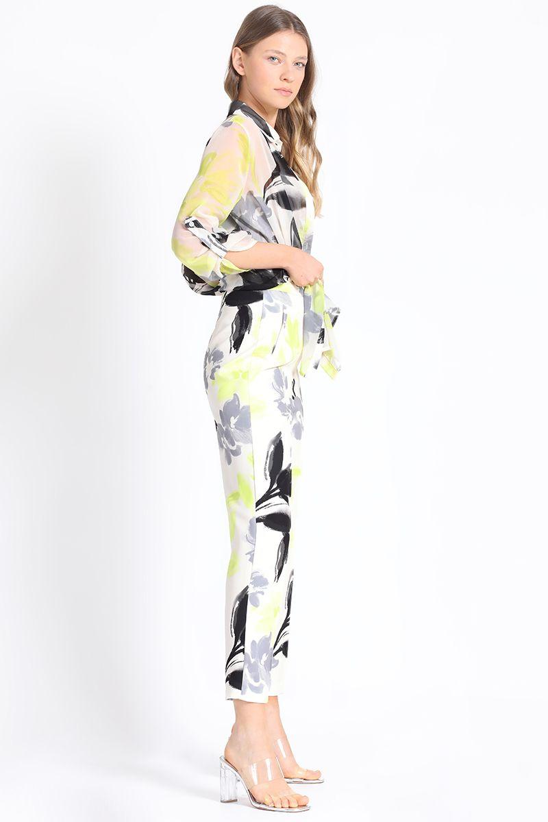 Pantalon Recto Estampado Verde Liola-3