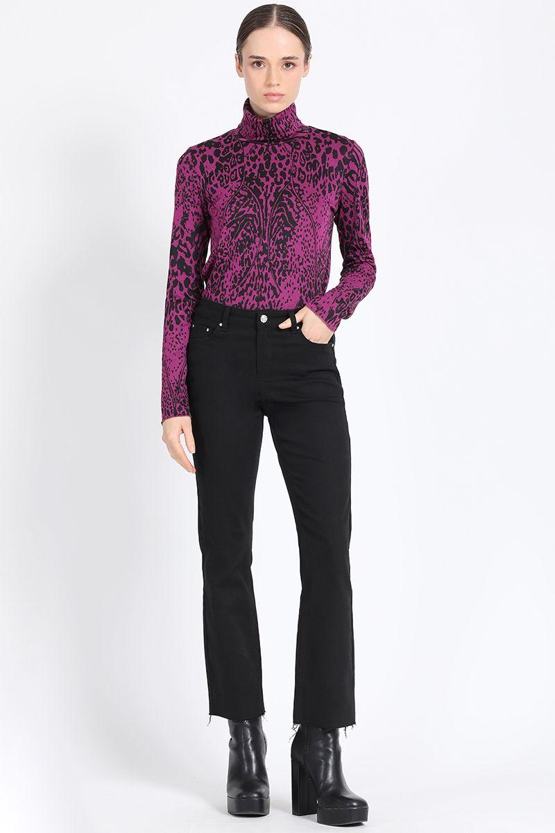 Pantalon Slim, Tiro Medio, Negro Liola-0