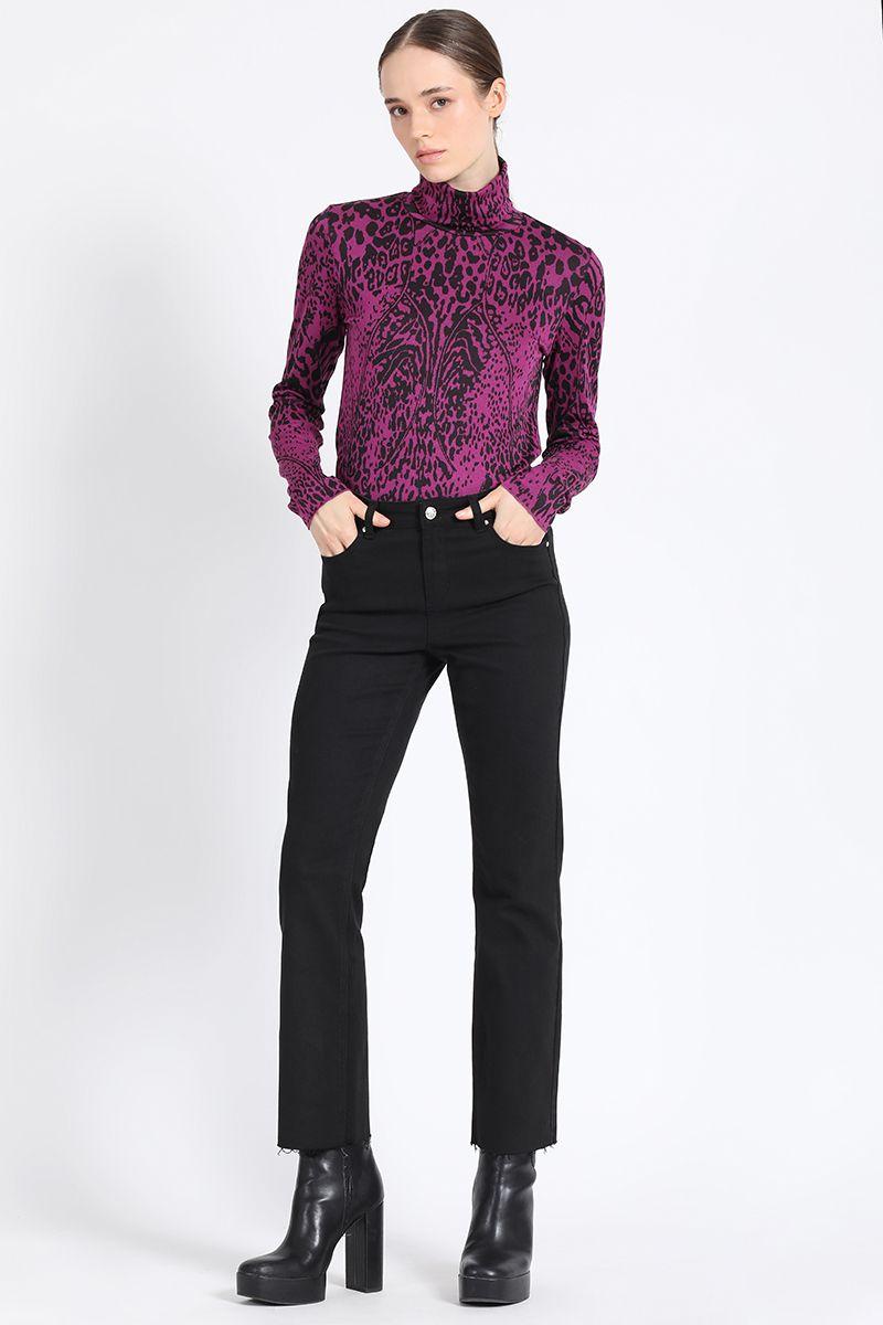 Pantalon Slim, Tiro Medio, Negro Liola-4