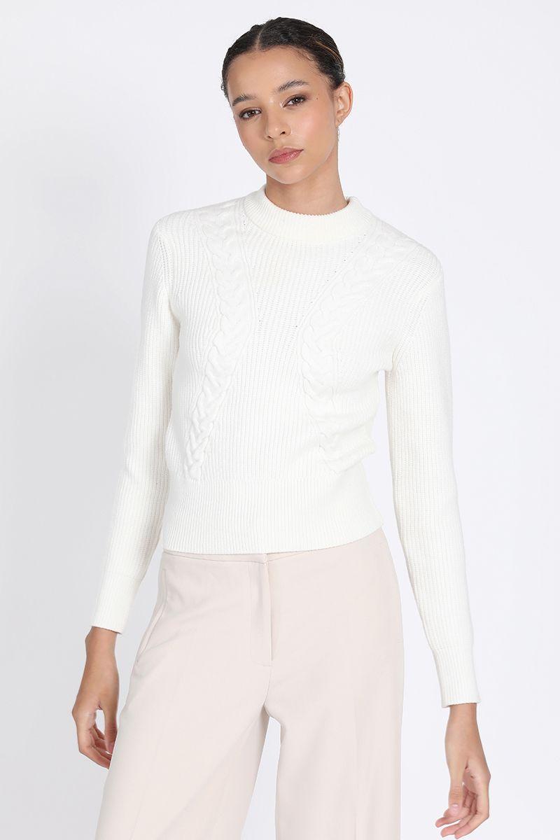 Tejido Punto Trenzado Frontal, Crudo Liola-1