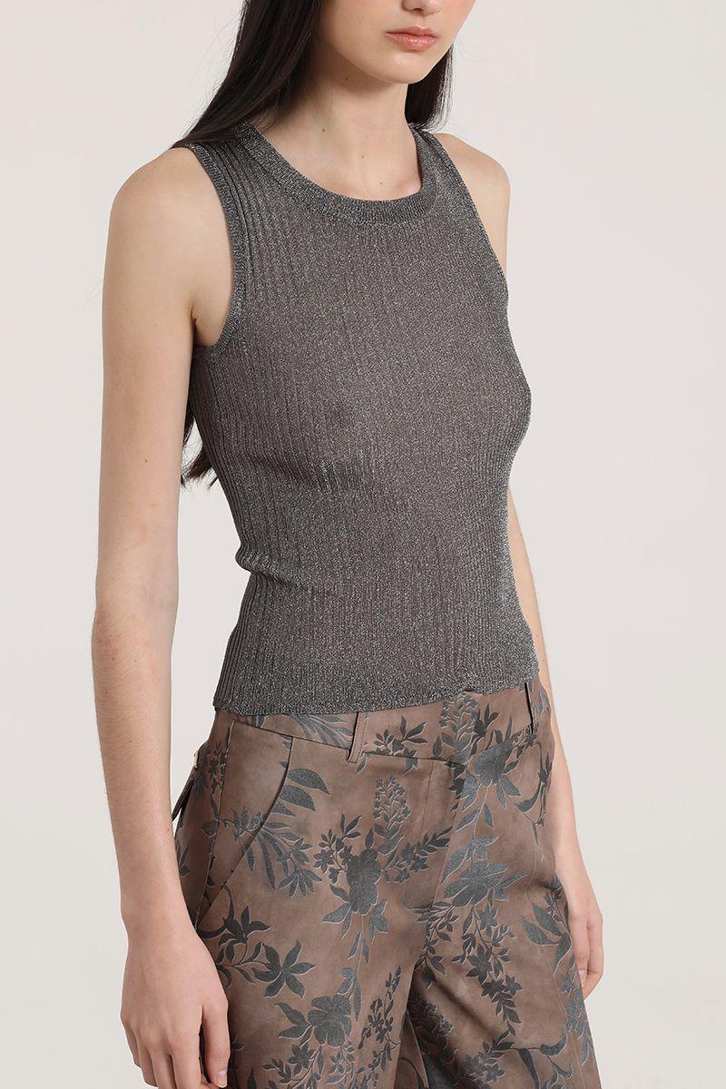Polera punto hilo metalizado Liola mujer gris-3