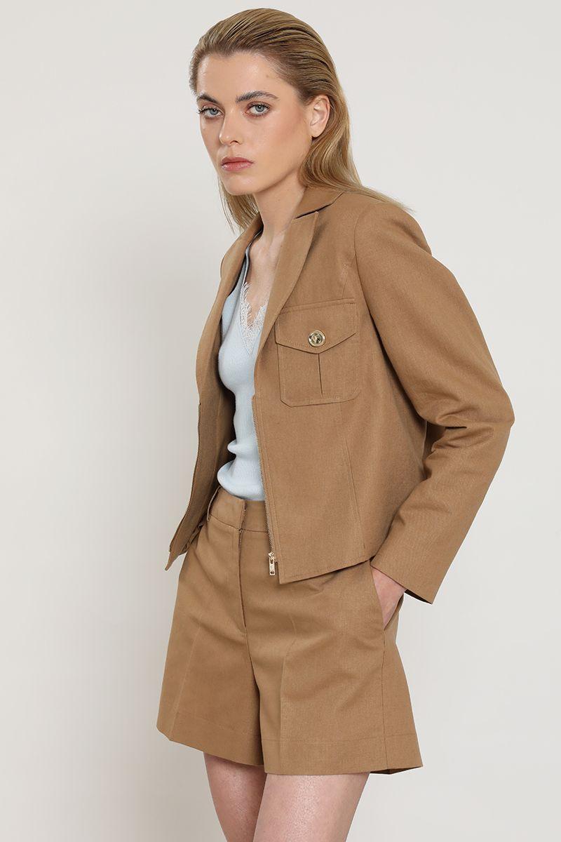Short basico, lino algodon, camel Liola-6