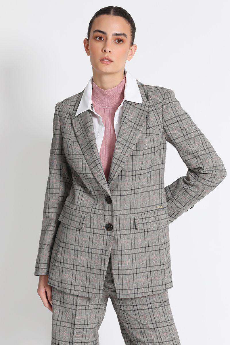 Blazer Entallado Cuadrille Azul Liola-0