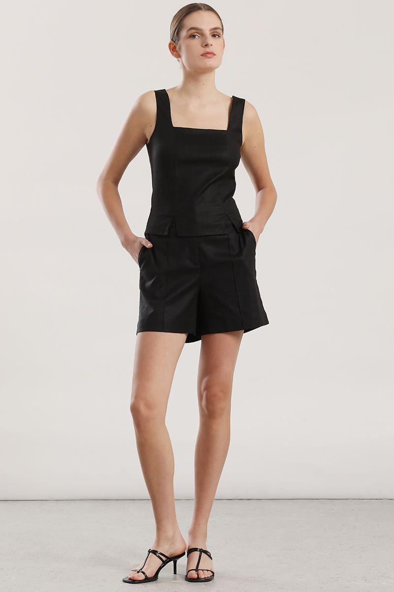 Short lino Liola mujer negro-2