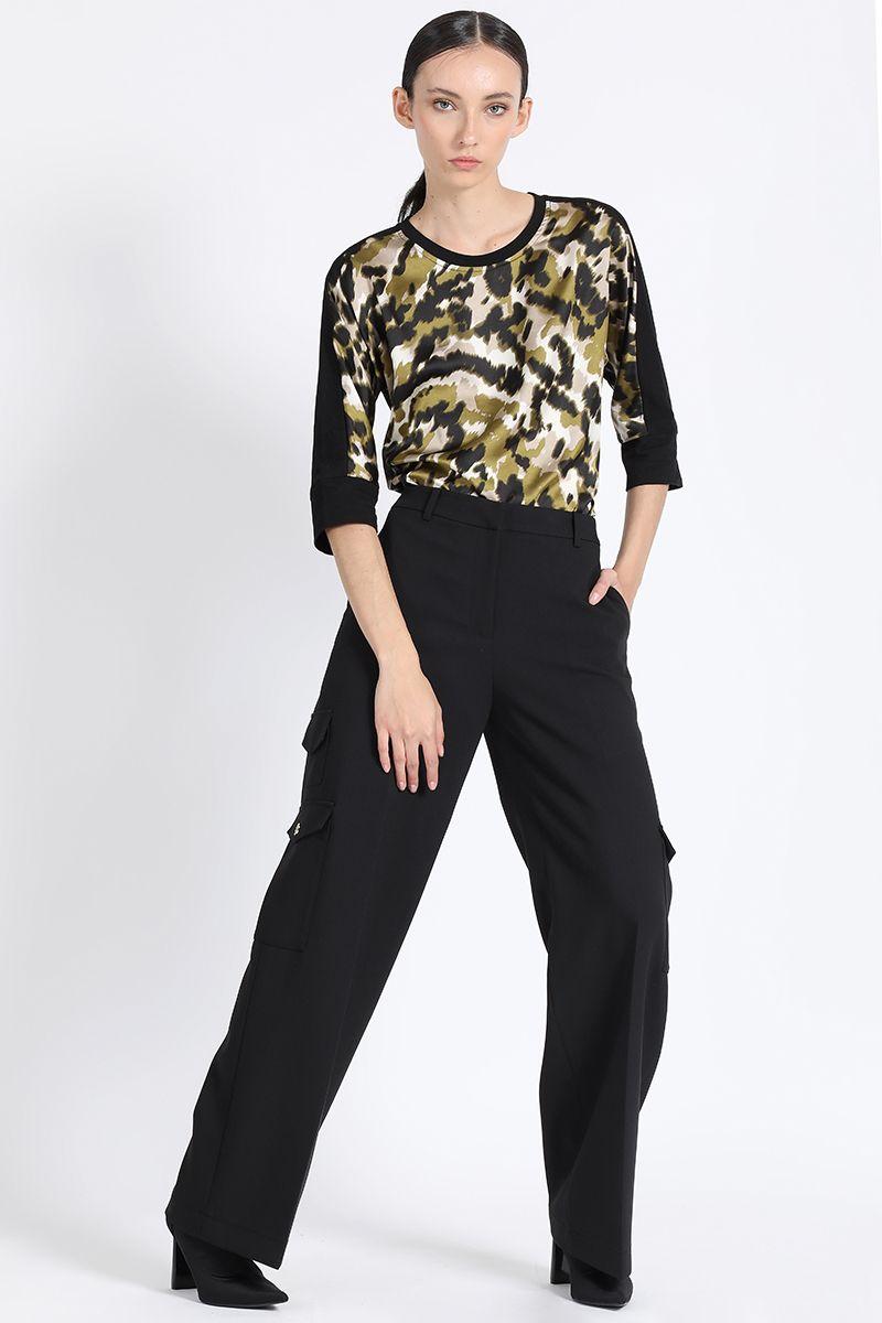 Pantalon Cargo Ancho, Negro Liola-1