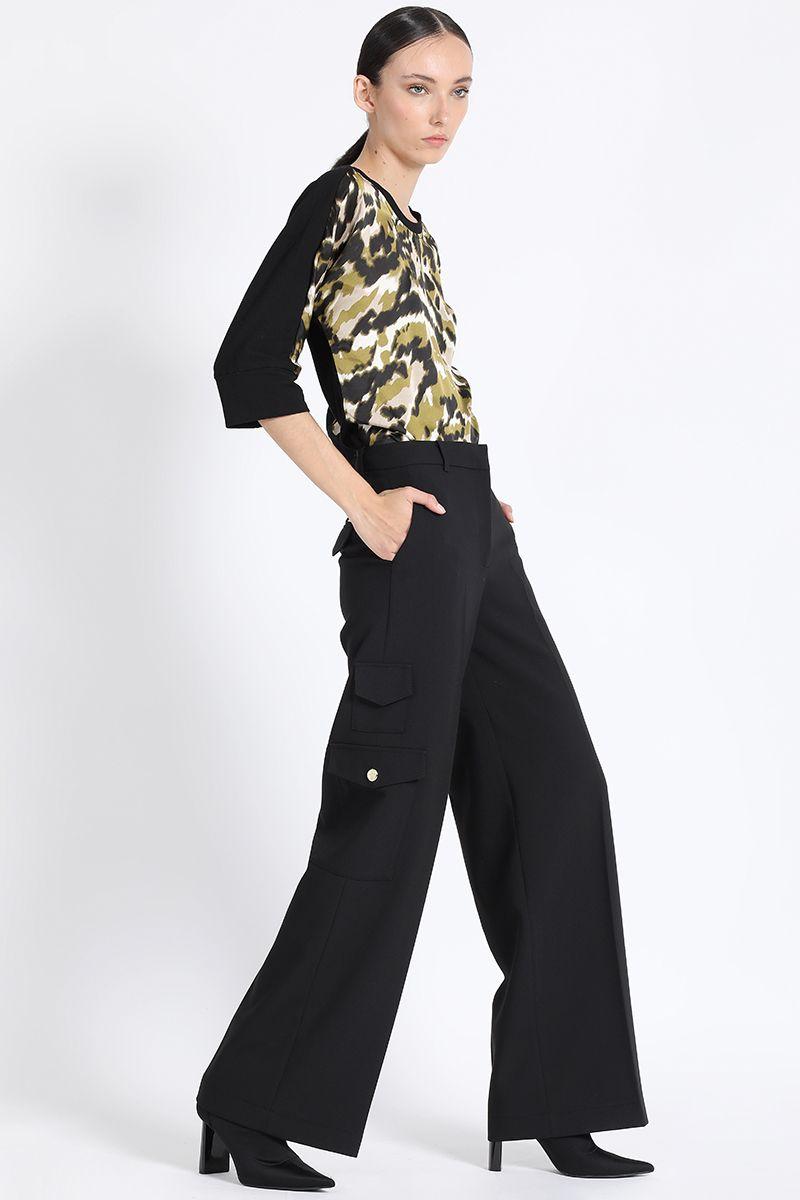 Pantalon Cargo Ancho, Negro Liola-2